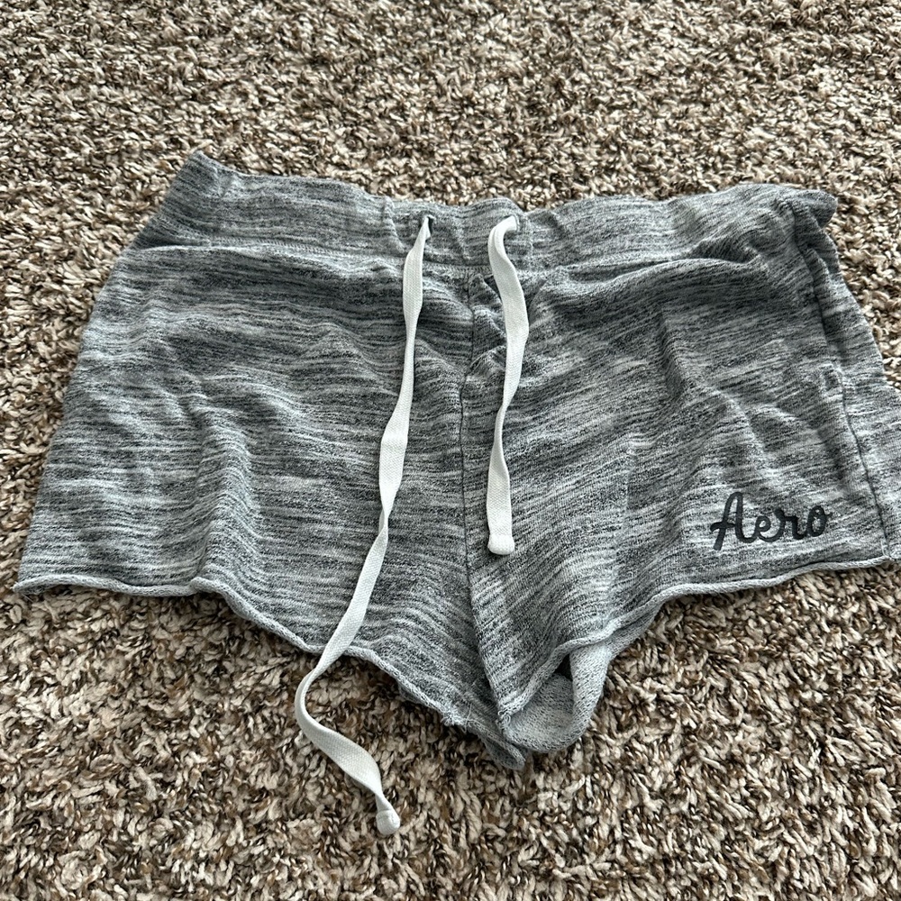 Aeropostale Gray Marled Athletic Lounge Shorts with Drawstring